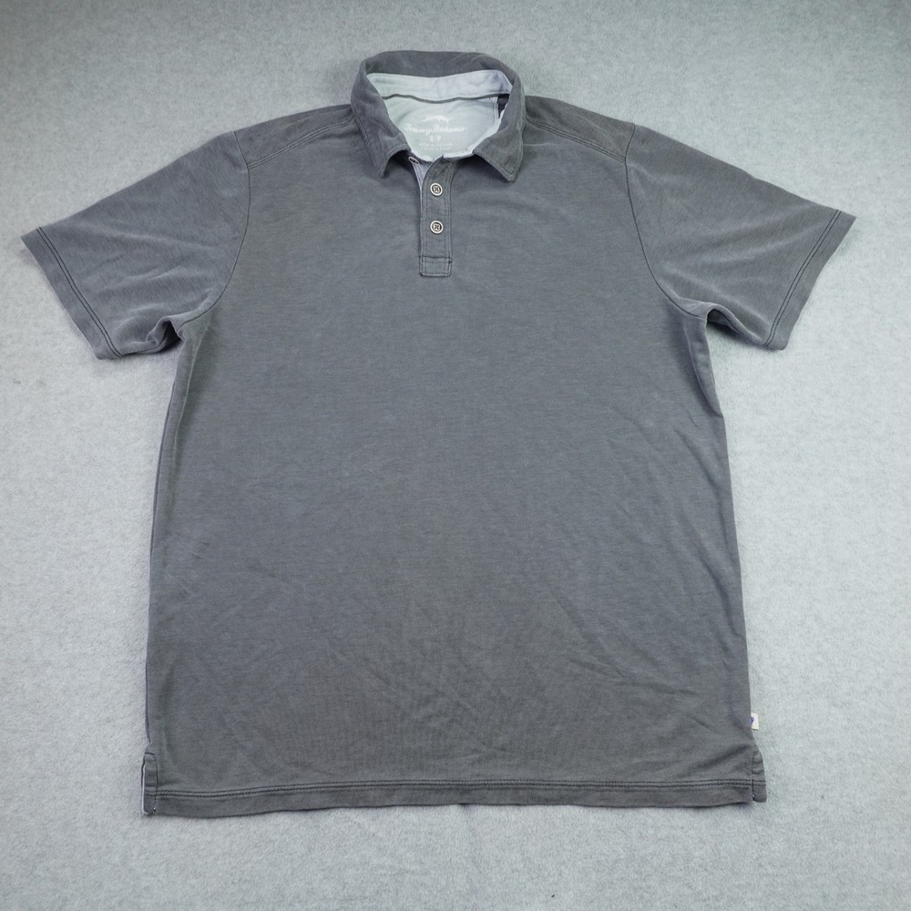 Tommy Bahama Polo Shirt Mens Small Gray Casual Emfielder Tencel Blend‎